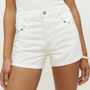 Reformation Vintage White Charlie Studded High Rise Jean Shorta